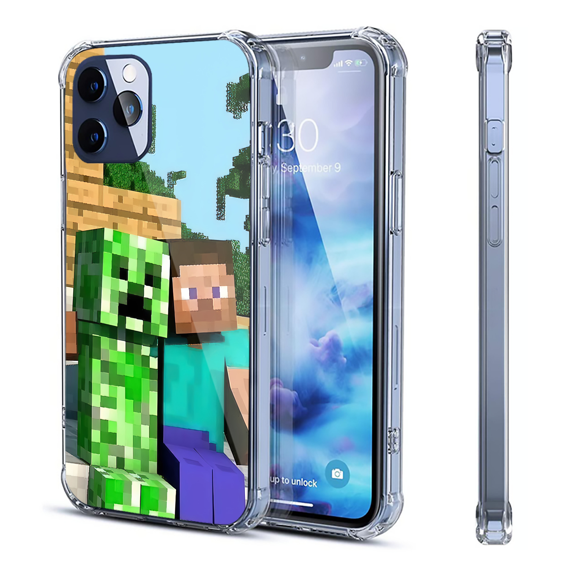 （画像用） マインクラフト ブロックの世界 Minecraft MC Block world 【iPhone 12シリーズ対応】透明スマホケース（クリアソフトケース）
